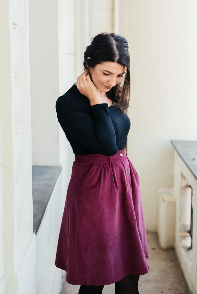 Manšestrová sukně Celeste vínová Velikost: XL