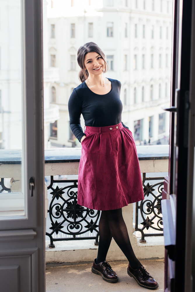 Manšestrová sukně Celeste vínová Velikost: XL
