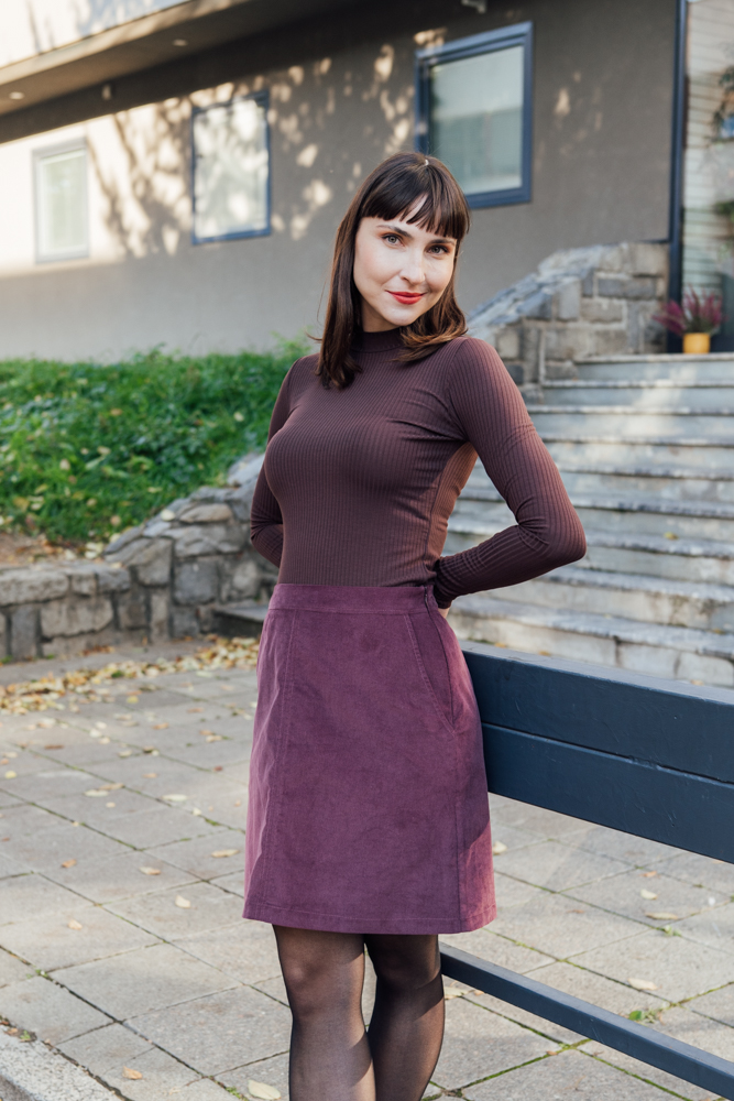 Manšestrová sukně Nora lilkově fialová Velikost: M