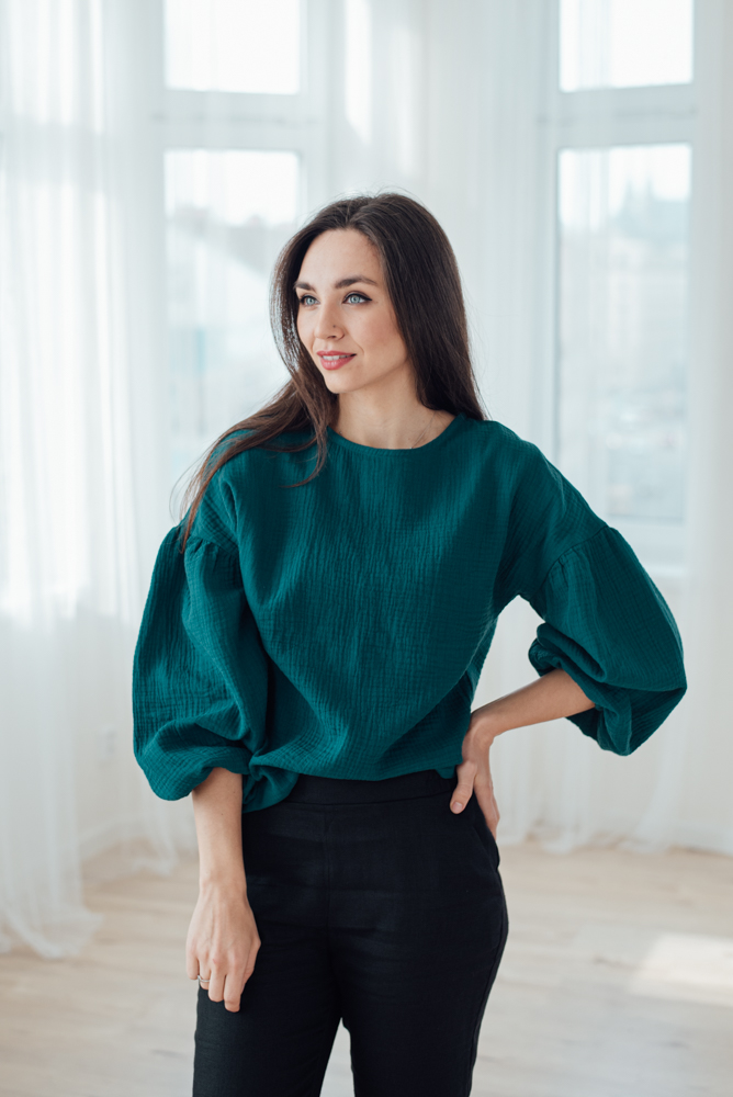Mušelínová halenka Coco nefritová Velikost: L
