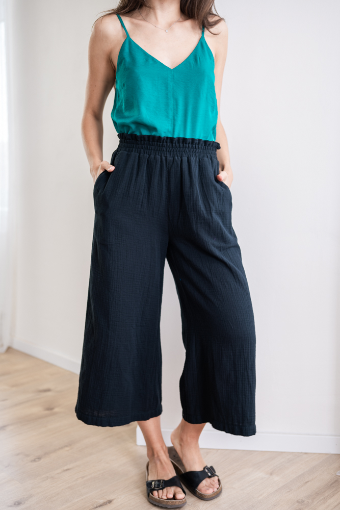 Mušelínové culottes Esme černé Velikost: XL