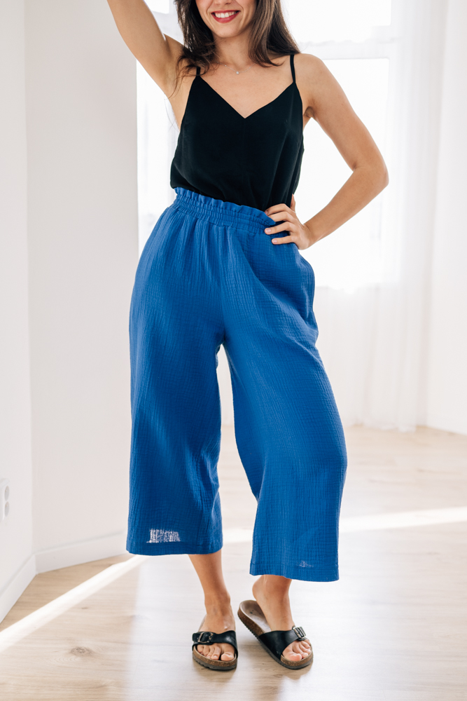 Mušelínové culottes Esme královsky modré Velikost: XXL