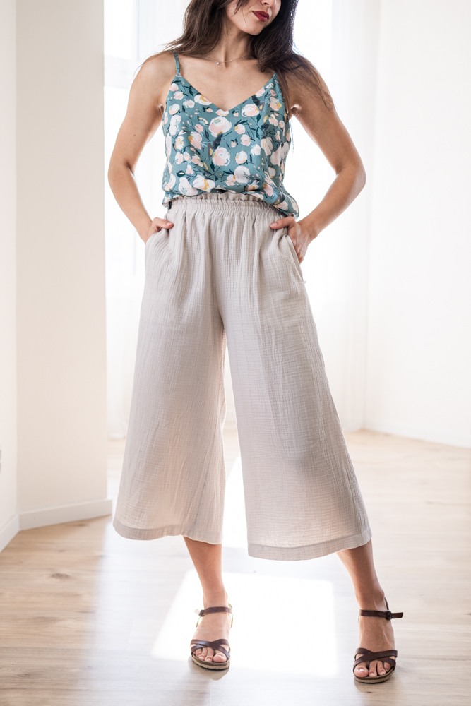 Mušelínové culottes Esme pískové Velikost: L