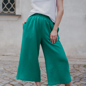 Mušelínové culottes Esme zelené Velikost: S