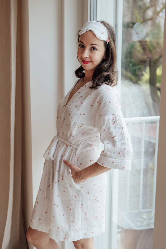 Mušelínový župan/kimono kabátek srdíčka Velikost: L/XL