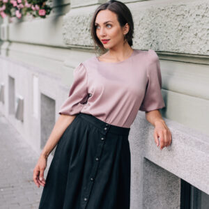 Slavnostní halenka s naducanými rukávy Rosa růžová Velikost: L