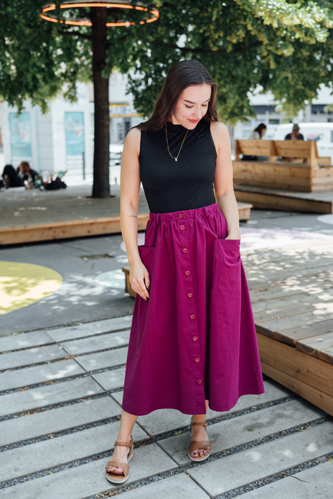 Švestkově fialová sukně Lina Velikost: XL