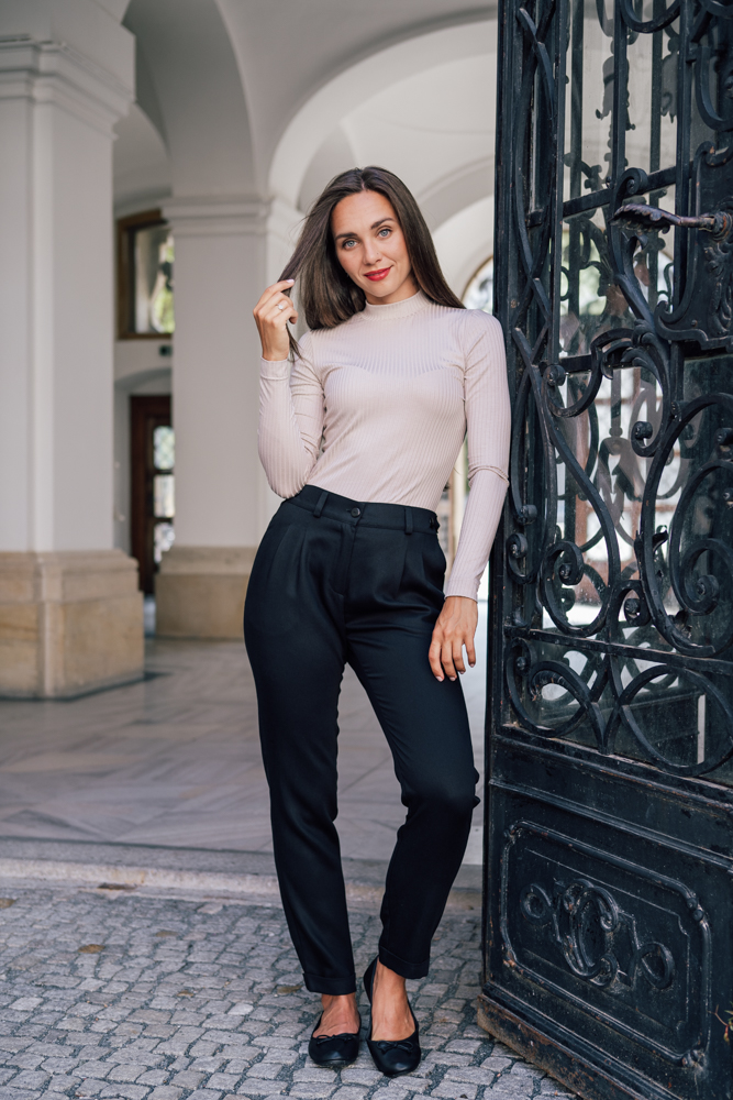 Tencelové kalhoty Aida černé Velikost: L