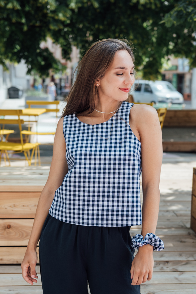 Top Frida modrá kostka Velikost: L/XL