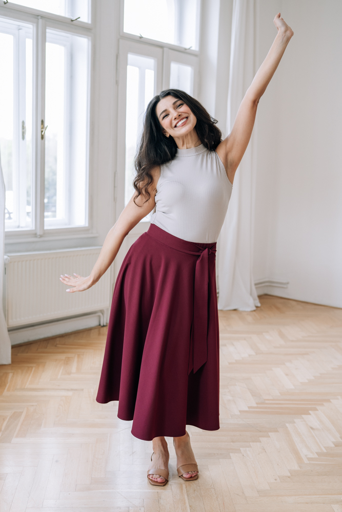 Bordó business sukně Bibi midi Velikost: XL