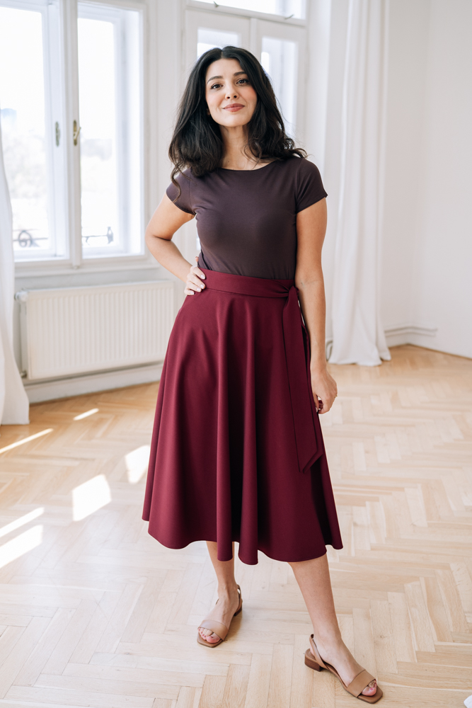 Bordó business sukně Bibi midi Velikost: XL