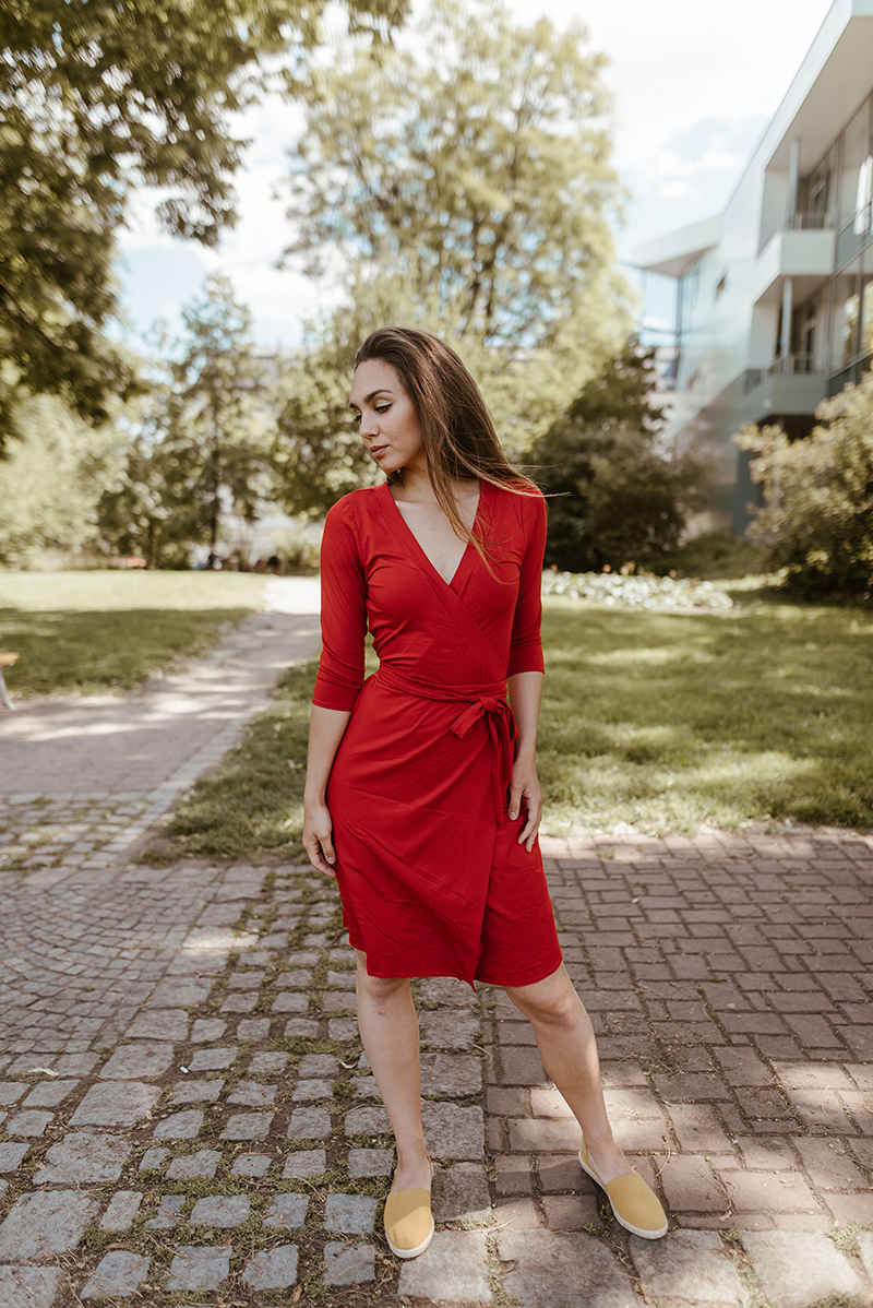 Bambusové zavinovací šaty Meda s 3/4 rukávem