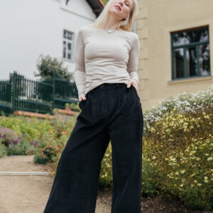 Culottes Michele silnější manšestr černý Velikost: XL