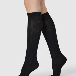 Swedish Stockings Swedish Stockings: Vlněné podkolenky Bodil Black s kašmírem Velikost: 39-41